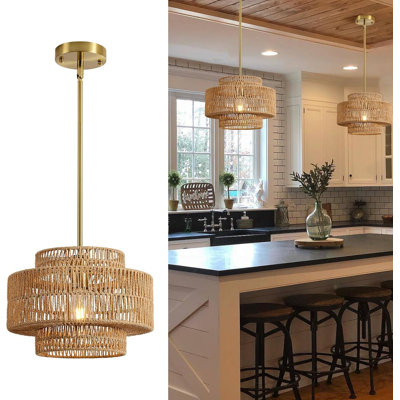 Lustre 12,4 po Boho Rattan