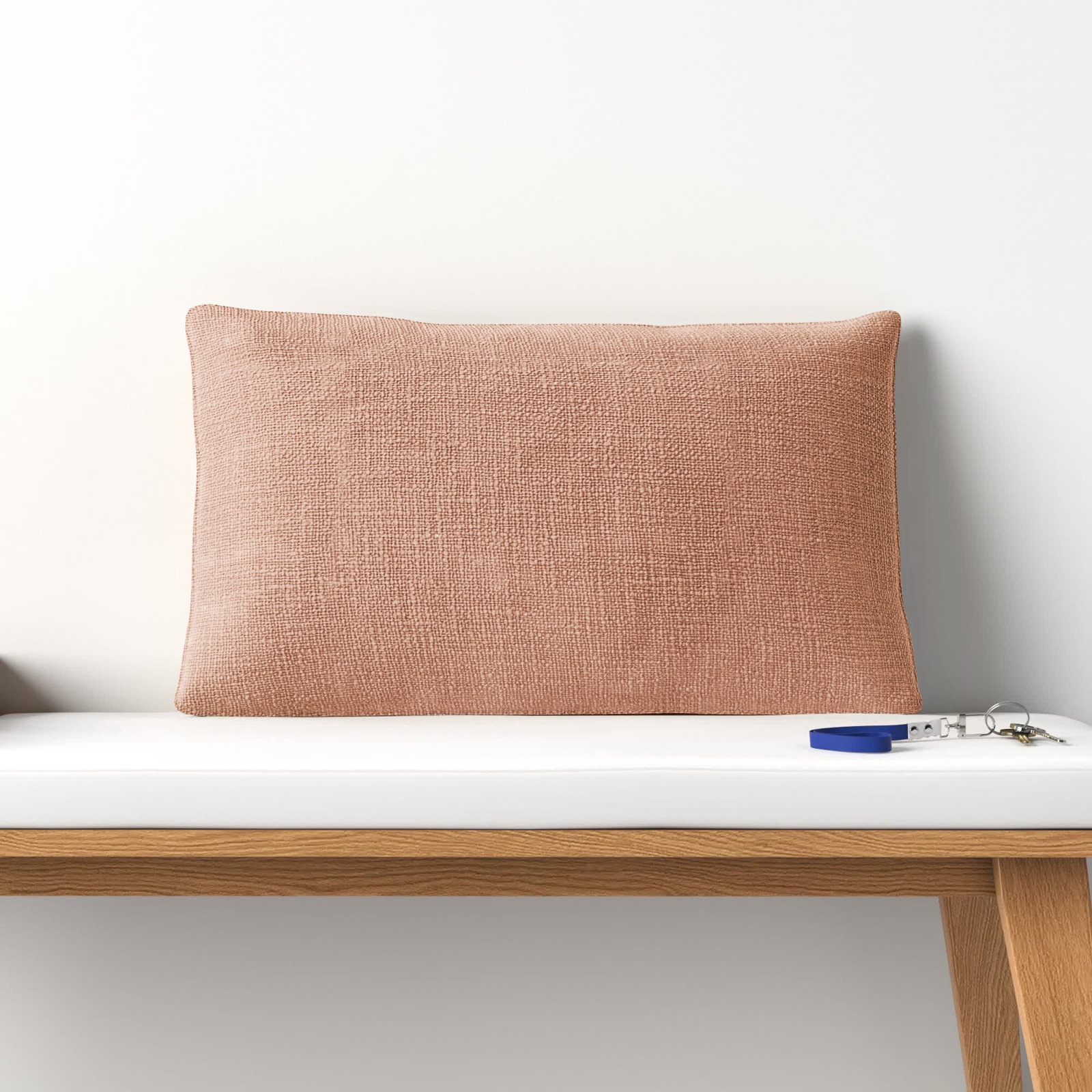 Ruzmira Cotton Lumbar Throw Pillow, Blush