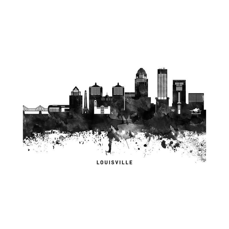 Louisville Skyline Black & White par Walldecoraddict - Estampe numérique sur toile tendue avec châssis