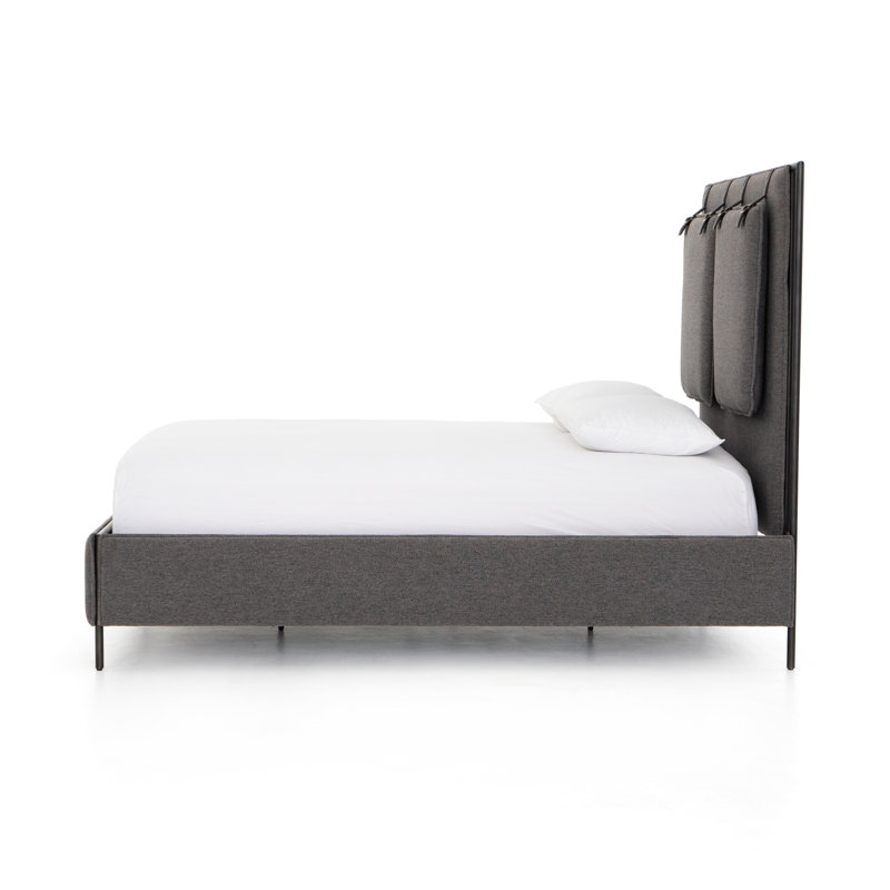 Leigh Upholstered Bed, Dark Gray, Queen