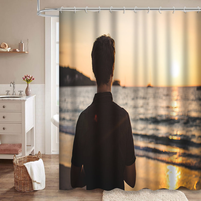 Rideau de douche avec 12 crochets Young Beach, L 72 po x l 72 po
