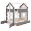 Structure de lit superposé Modern House avec tiroirs de rangement, tablettes et bande lumineuse intégrée, meubles de chambre peu encombrants-1956937652-1957293253