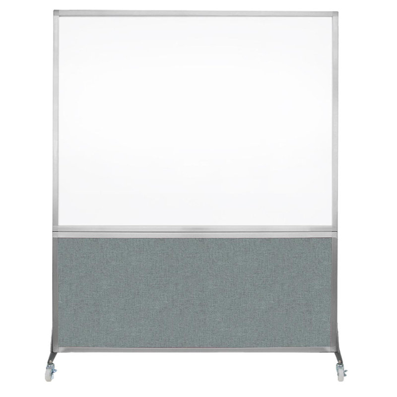 Tableau blanc mobile 6 'de haut DivideWrite, Bleu-vert, H 72 po x l 60 po, Argent