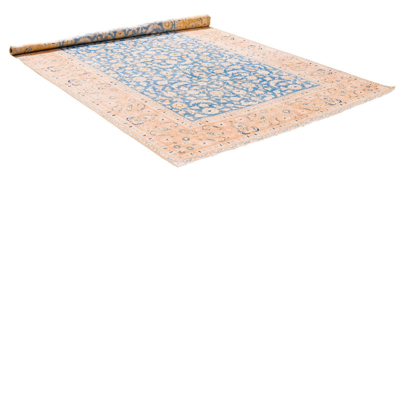 Tapis unique en laine bleu / rouille 6 pi 2 po x 9 pi 7 po Hereke