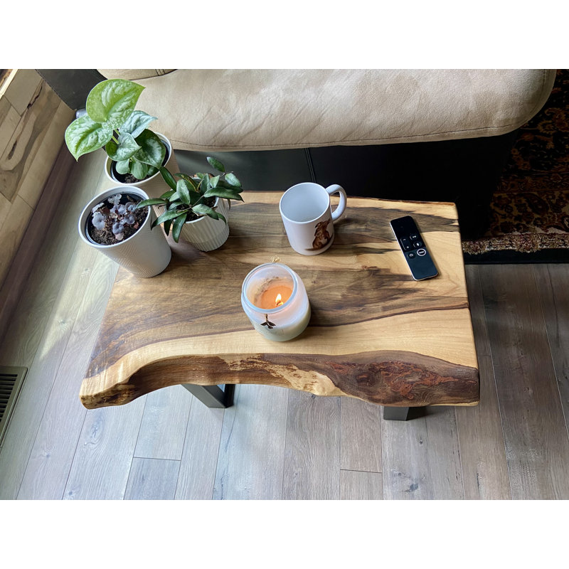 Rustic Live Edge Maple Side Table Handcrafted with Solid Maple Wood