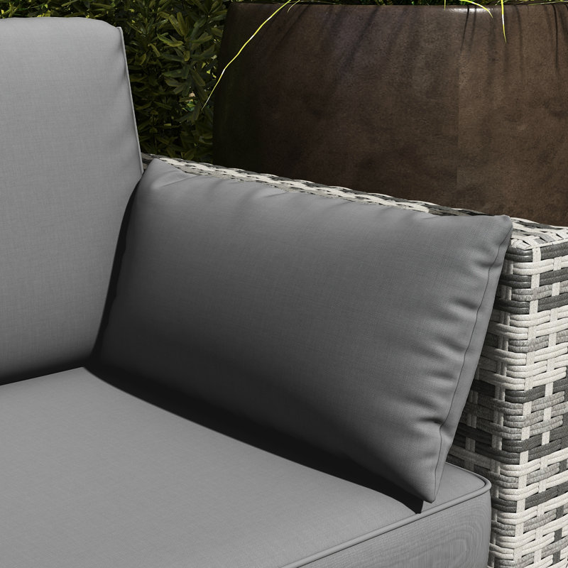 Canapé d'extérieur gris 3 pièces avec structure en PE et acier, coussins confortables et cadre robuste pour jardin