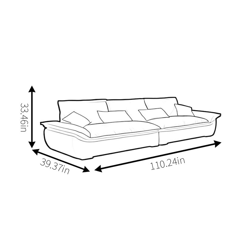 Canapé Minimalist, H 33,46 po x l 110,24 po x P 39,37 po, 4