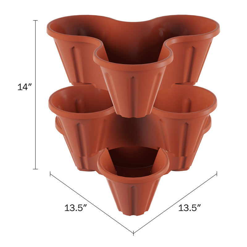 Pure Garden 3-Tier Stacking Planters, Brown, Brown