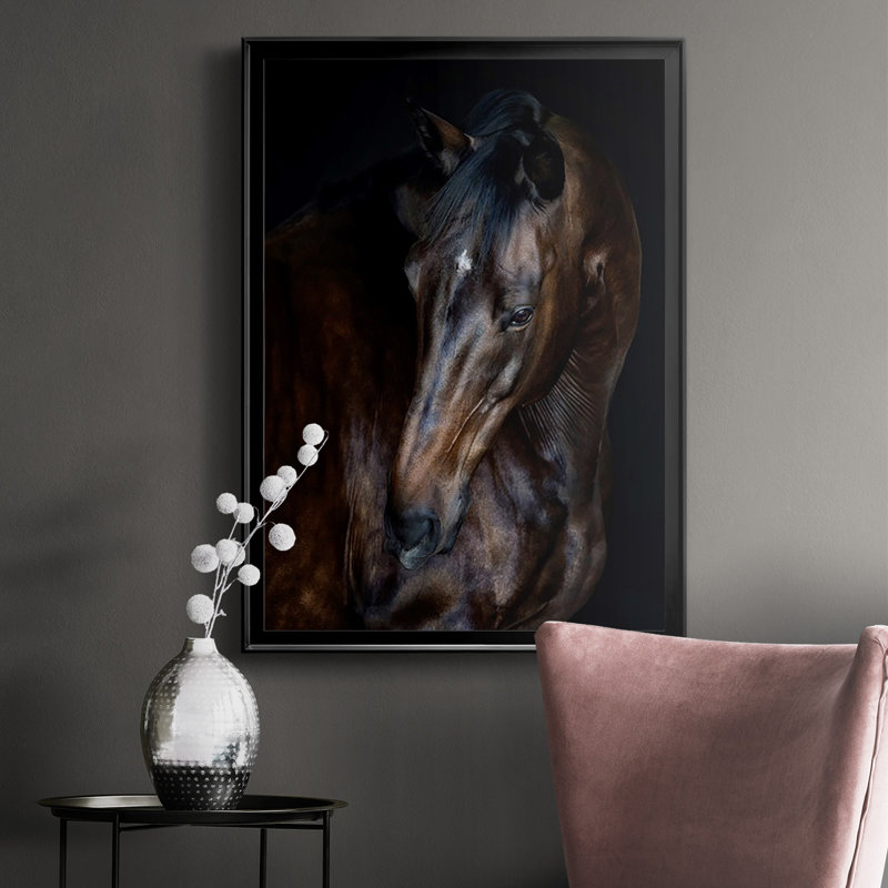 Sunlit Horses I, reproduction d'art encadrée, Noir, H 30,5 po x l 22,5 po x P 1 po