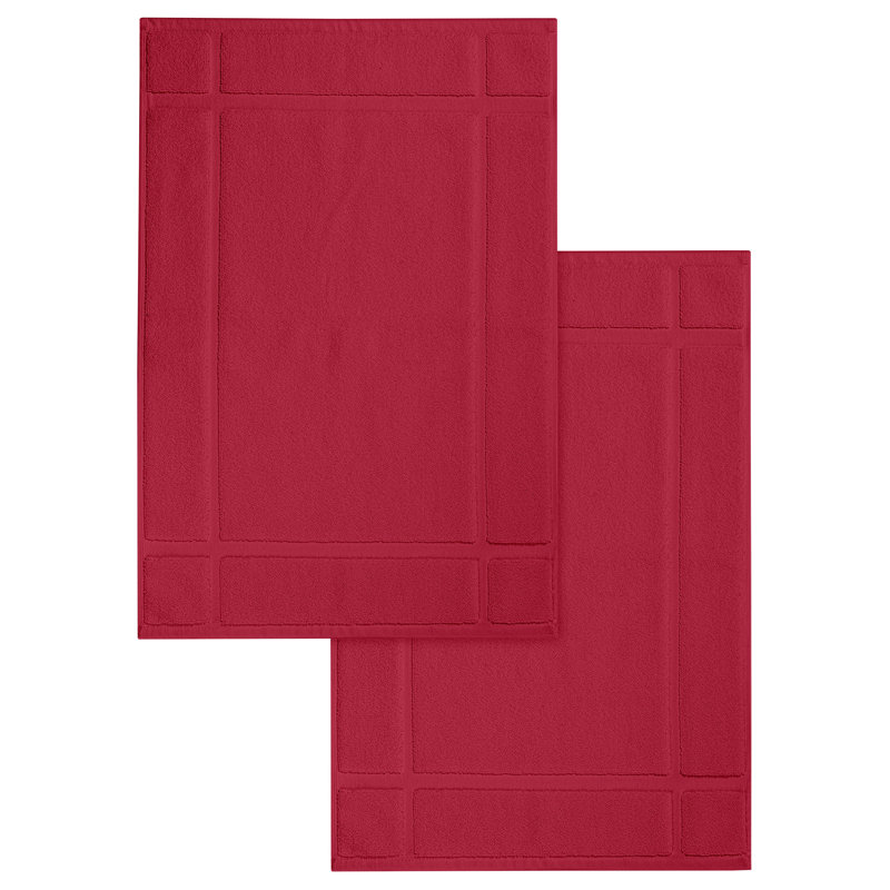 Tapis de bain - pour plancher de salle de bain - Très absorbant - Lavable à la machine, L 17 po x L 24 po, Rouge