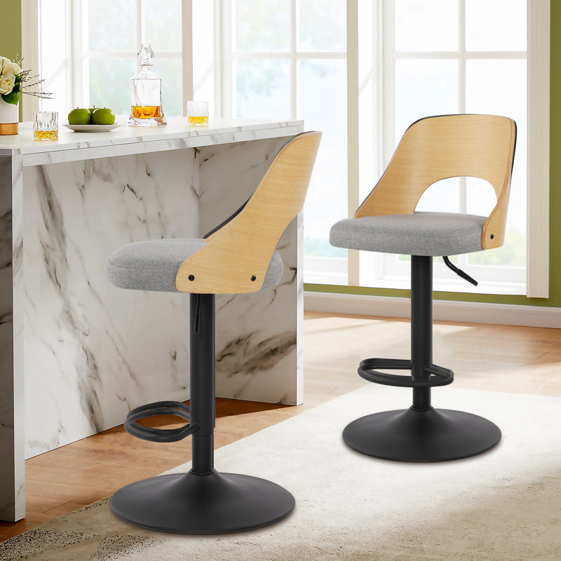 Hittel Swivel Upholstered Adjustable Height Counter Stool with Metal Frame, Beige
