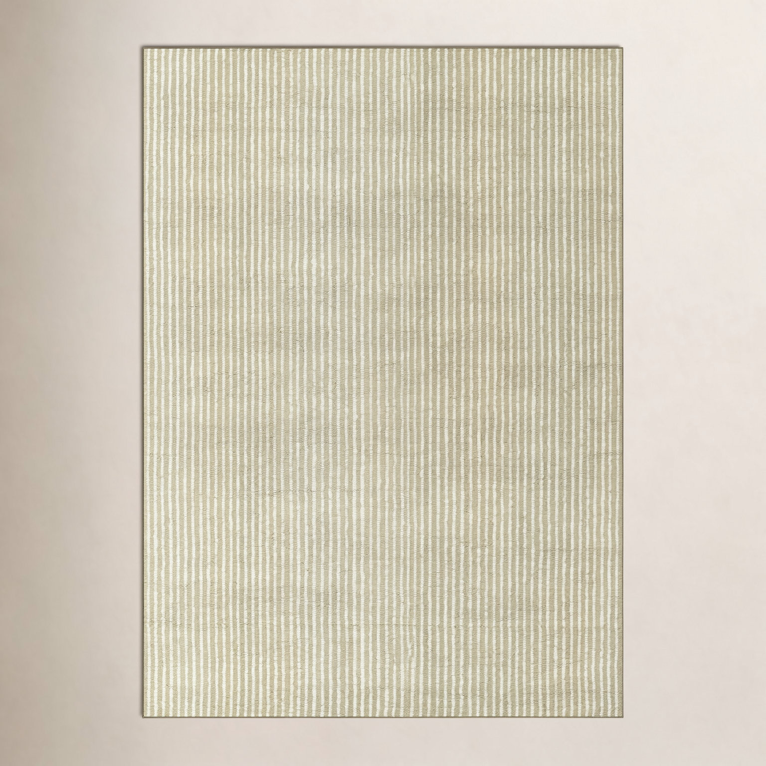 Lola Green Hand-Tufted Striped Wool Rug, Rectangle 8'10" x 11'10"