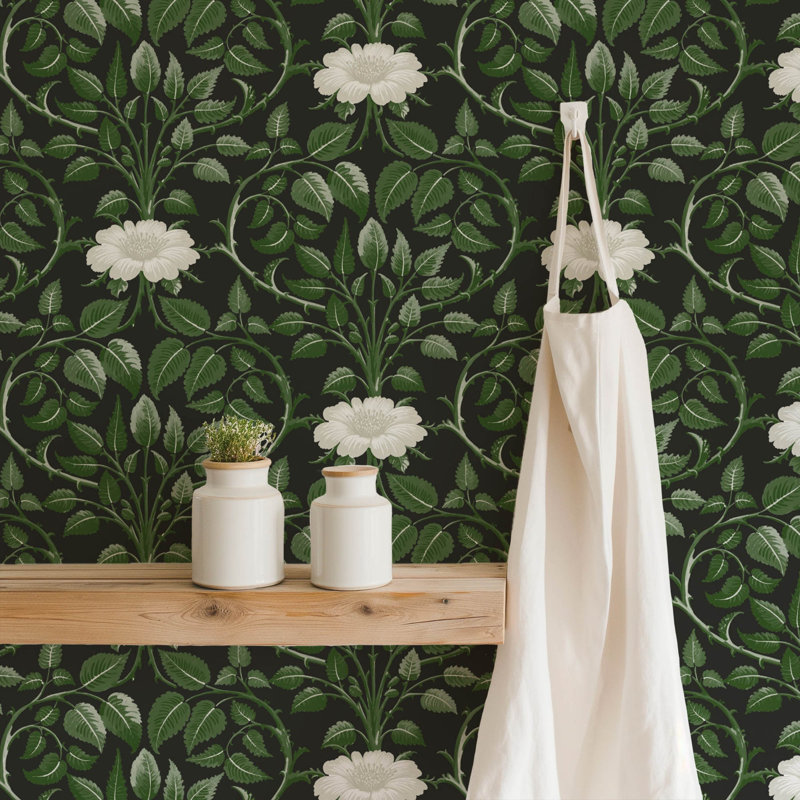 Garden Vine - Shaded Leaf Botanical Wallpaper, Faux Grasscloth