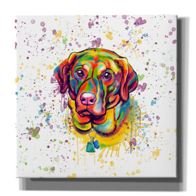 «Colorful Watercolor Labrador Retriever 3» par Furbaby Affiliates, art mural sur toile