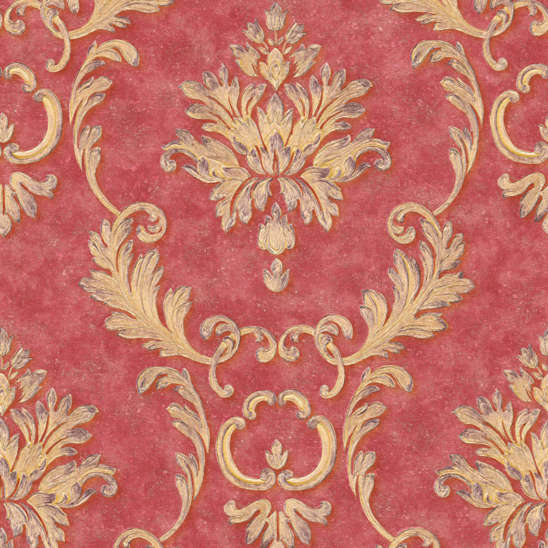 Rouleau de papier peint damassé l 33 pi x p 21 po Lanphear, Rouge
