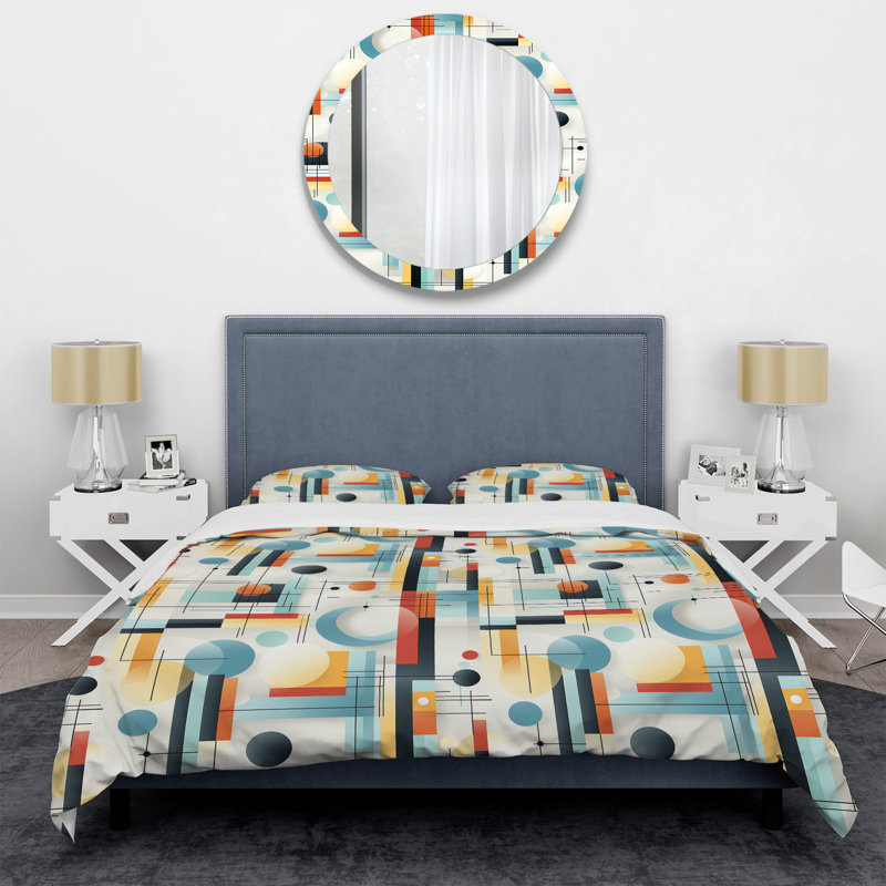 Ensemble de housse de couette géométrique Contemporary Lines III - Polyester en microfibre