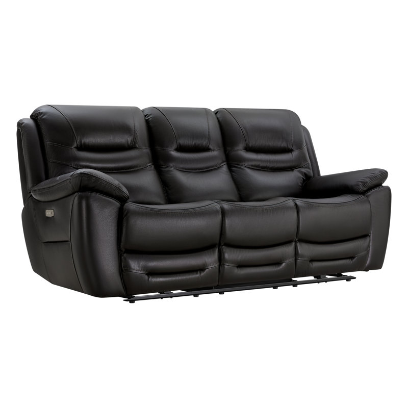 90.6'' Genuine Leather Power Recliner Sofa with USB Port