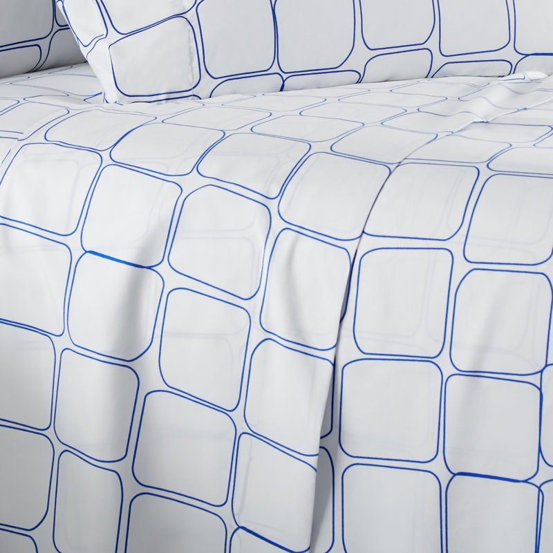 Ensemble de draps Tilted Tiles, Simple TG, Bleu