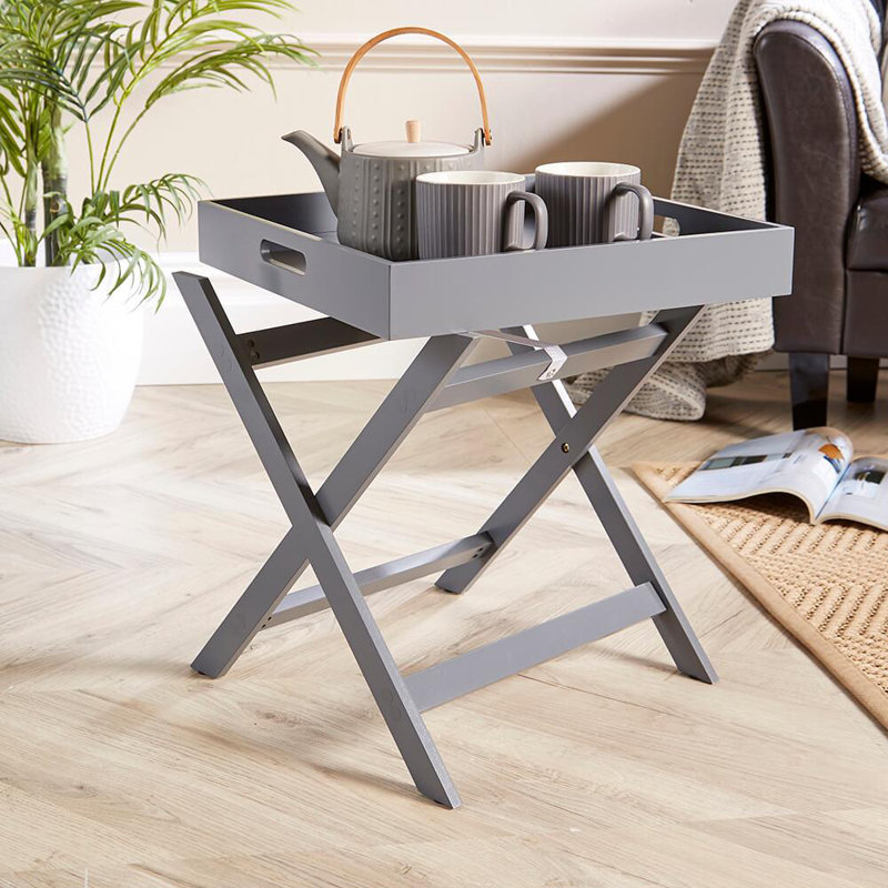 Ayushi Tray Top End Table, Grey