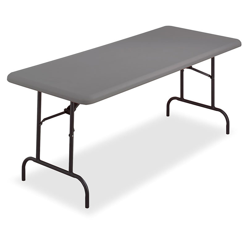 Charcoal Polyethylene Portable Folding Table with Steel Legs