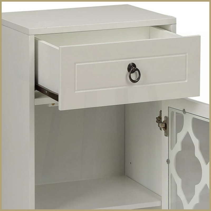Table basse blanche peu encombrante avec porte en verre Tiroir, panneau de fibres à densité moyenne pour les petits espaces de vie