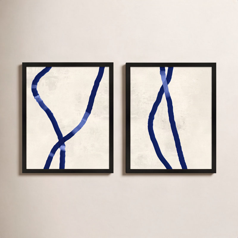 Blue Rope Print by Jacques Pilon, Black Framed, 20" H x 32" W x 1.25" D