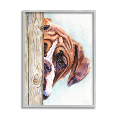 «Boxer Dog Hide and Seek Puppy» par George Dyachenko - reproduction d'art sur toile
