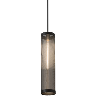 Luminaire suspendu cylindrique unique à 9 lumières avec accents en fer forgé