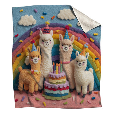 Felt Llamas Birthday Cake Blankets