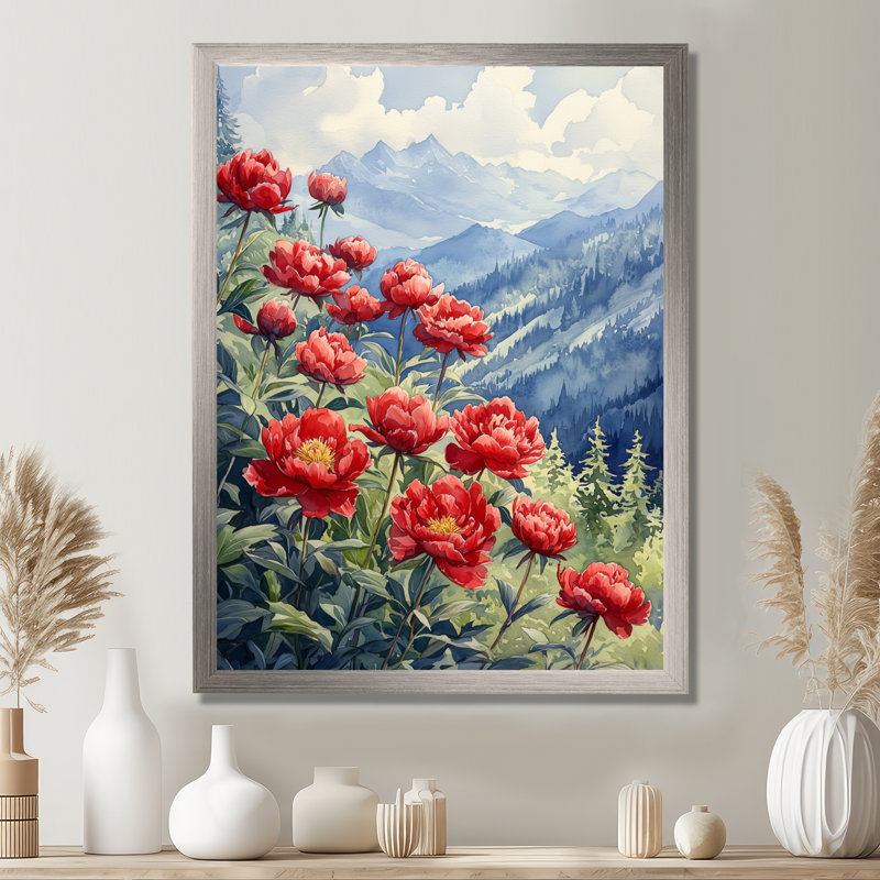 Holcomb - salon d'art mural floral, H 32 po x l 16 po, Argent argent, Reproduction encadrée sans passe-partout