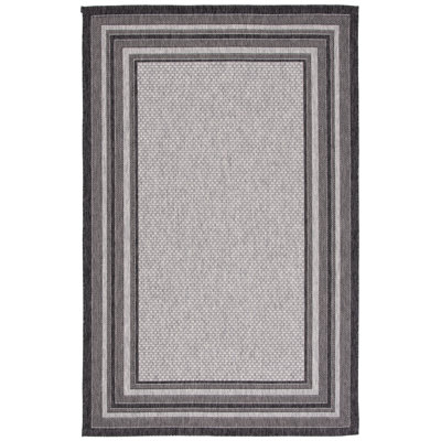 Hance Bordered Light Gray/Black Area Rug