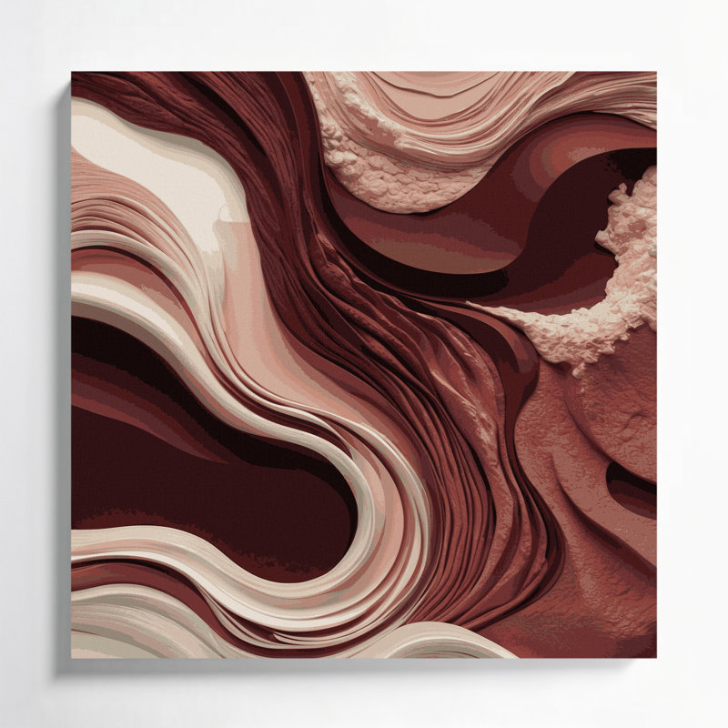 «Abstract Landscape 15», art mural sur toile rouge, H 16 po x l 16 po