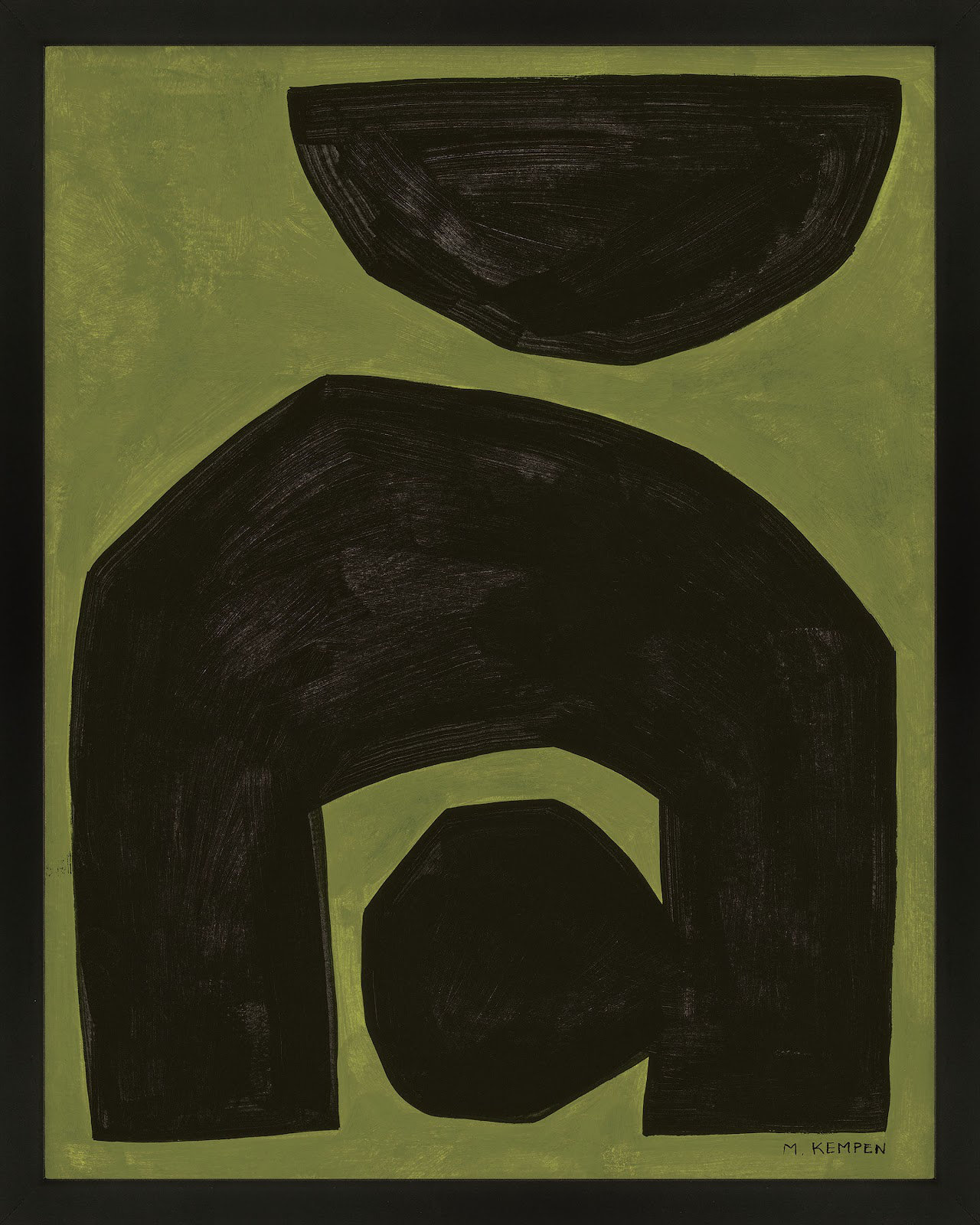 Lyndsey "Module on Green 2" Painting, Black, 30" H x 24" W x 1.25" D