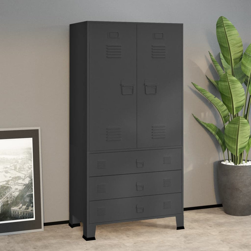 Bertrame Industrial Wardrobe 90x50x180 cm Metal, Anthracite