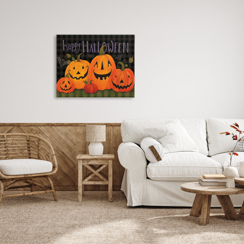 «Halloween sourire Jack-o-Lanterns» par Bernadette Deming sur, H 30 po x l 40 po