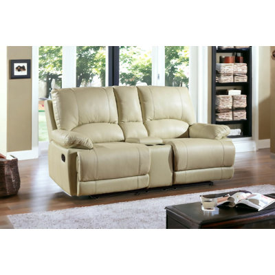 Aous 76"  Faux Leather Manual Reclining Love Seat With Storage