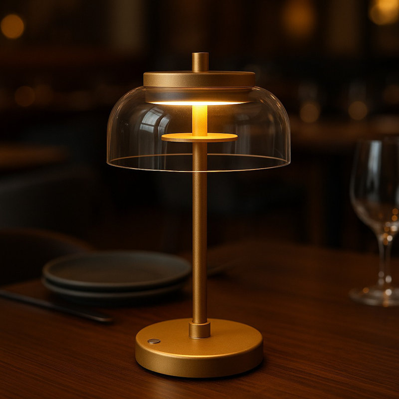 Lampe de table Vinaura, abat-jour en verre, éclairage ambiant pour bureau, chevet, salon et restaurant - Design élégant et intemporel