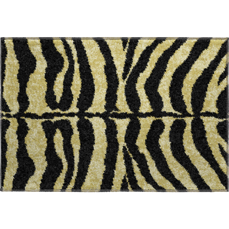 Premium Machine Washable Kishonna AMF42 Gilded Rug, Rectangle 1'8" x 2'6"