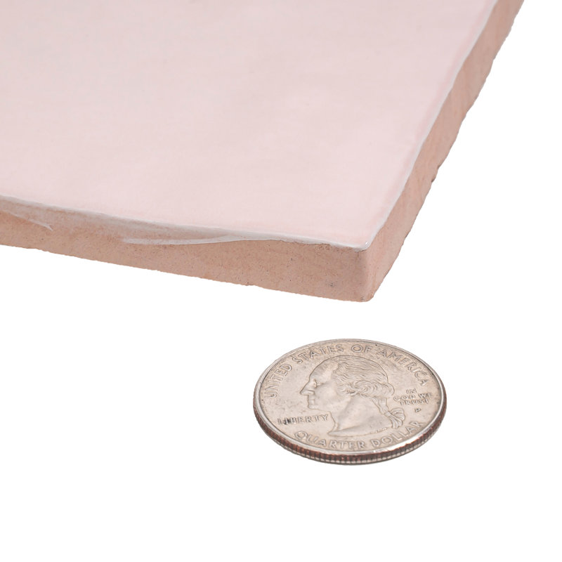 5.2" x 5.2" Straight Edge Ceramic Brick Look Tile, Pink