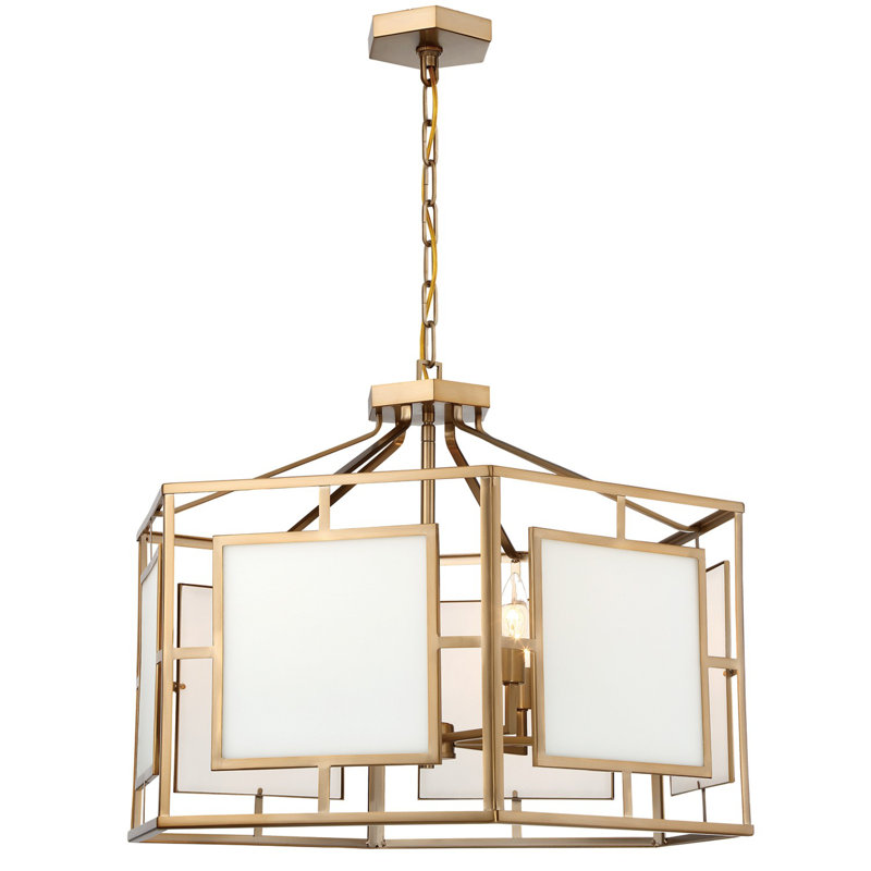 Lustre lanterne 6 lumières Charliène, Doré