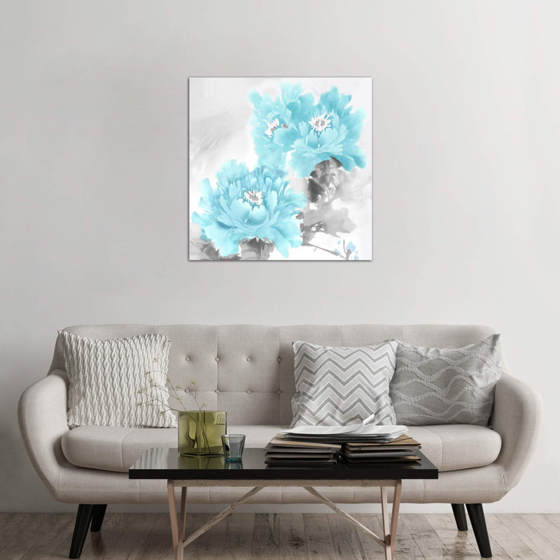Flower Bloom In Aqua II by Jesse Stevens - Wrapped Canvas Print, 45.72 cm H x 45.72 cm W x 3.175 cm D