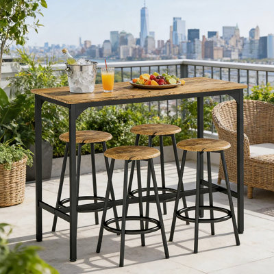 5-Piece Counter Height Bar Table And Chairs Set, Table With 4 Stools