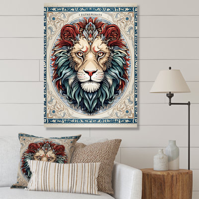 " Portrait Of A Wild Lion Retro Illustration I "