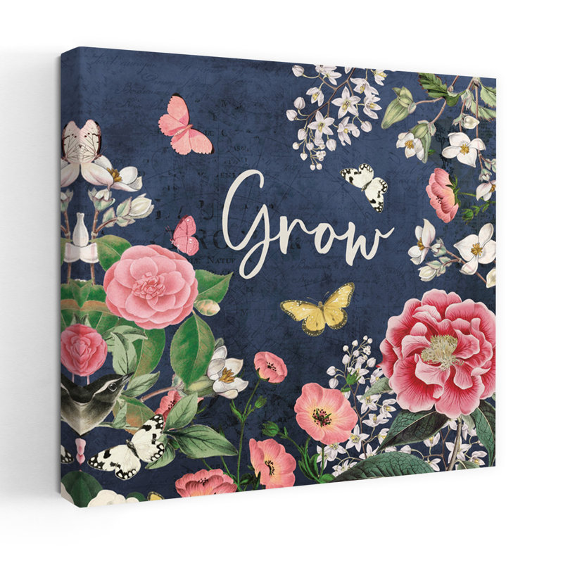 Indigo Garden III, art floral, H 18 po x l 18 po