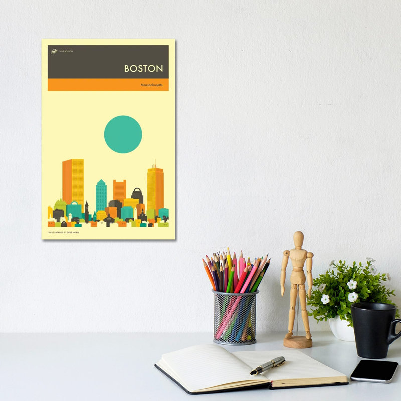 Boston Skyline II by Jazzberry Blue - Wrapped Canvas Print, 20.32 cm H x 30.48 cm W