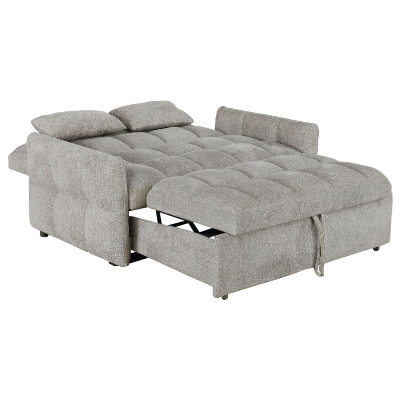 Canapé-lit capitonné capitonné convertible gris clair, Gris clair