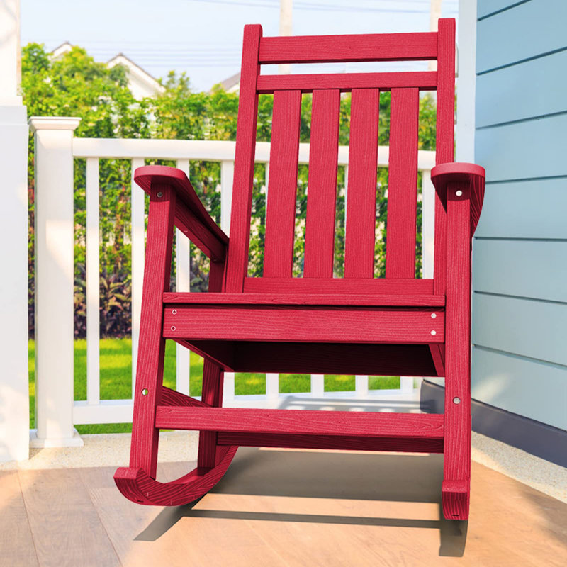 Ensemble de 2 chaises berçantes en PEHD pour l'extérieur, Rouge