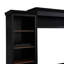 Meuble télé convenant aux téléviseurs de 70 à 79 pouces, style avec poignées rétro noires, deux tablettes réglables et support à vin Mid Century, quatre tiroirs, tablettes, surface imperméable