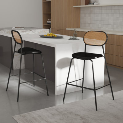 28 Inch Counter Height Bar Stool, Upholstered Seat With Back For Kitchen/bar (set Of 2)