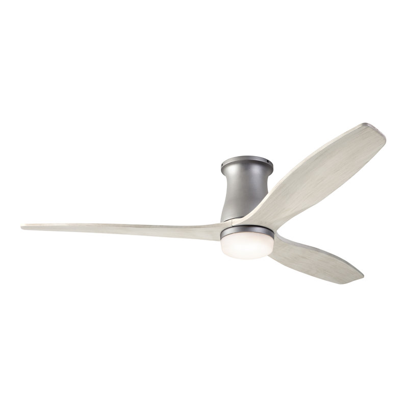 Arbor LED Flush Mount Ceiling Fan, Graphite, Wall Control, Whitewash